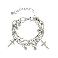 Zinc Alloy Bracelet Cross silver color plated fashion jewelry & Unisex nickel lead & cadmium free Length Approx 22 cm Sold By PC