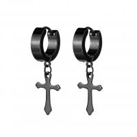 Titanium Steel  Earring Cross Vacuum Ion Plating punk style & Unisex 31mm Inner Approx 9mm Sold By PC