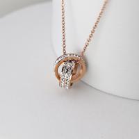 Titanium Steel Necklace with 5CM extender chain Round gold color plated fashion jewelry & micro pave cubic zirconia & for woman 15mm Length Approx 39 cm Sold By Pair