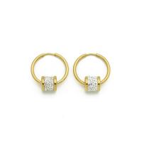 Boucle d'oreille Acier Titane, Placage de couleur d'or, bijoux de mode & pavé de micro zircon & pour femme, 9.80x24mm, Vendu par paire