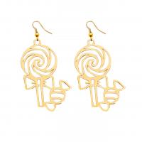 Iron Earring, Lollipop, gold color plated, fashion jewelry & for woman, 36x66mm, Sold By Pair