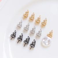 Brass Earring Stud Component, Crown, plated, DIY & with rhinestone, more colors for choice, nickel, lead & cadmium free, 7.50x10mm, Sold By PC