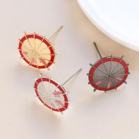 Brass Earring Stud Component Umbrella plated DIY & enamel nickel lead & cadmium free 34mm Sold By PC