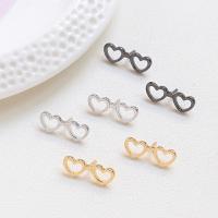 Brass Earring Stud Component, Heart, plated, DIY, more colors for choice, nickel, lead & cadmium free, 18x7mm, Sold By PC