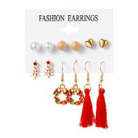 Zinc Alloy Stud Earring 6 pieces & Christmas Design nickel lead & cadmium free Sold By Set
