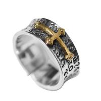 Zinc Alloy Finger Ring Cross plated Adjustable & for man original color Approx 2.2mm Sold By PC