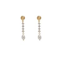 Brass Earring Clip with Freshwater Pearl gold color plated fashion jewelry & micro pave cubic zirconia & for woman nickel lead & cadmium free Sold By Pair