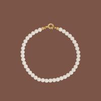 Brass Bracelet, with Glass Pearl, gold color plated, fashion jewelry & different size for choice & for woman, white, nickel, lead & cadmium free, Length:Approx 18.5 cm, Sold By PC
