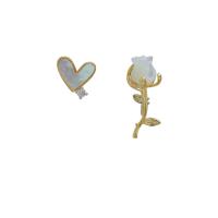 Mosiądz Kolczyk Klips, Platerowane w kolorze złota, biżuteria moda & mikro utorować cyrkonia & dla kobiety, bez zawartości niklu, ołowiu i kadmu, 2.3x1cm,1.3x1.1cm, sprzedane przez para