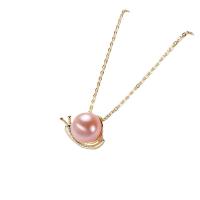 Collier de chaîne en laiton de perles d'eau douce, avec perle d'eau douce cultivée, Plaqué d'or 14K, bijoux de mode & pour femme, deux couleurs différentes, 9mm, Longueur 21-50 cm, Vendu par PC