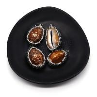 Shell Pendants, with Rhinestone Clay Pave, Conch, DIY, brown, 27x38mm, Sold By PC
