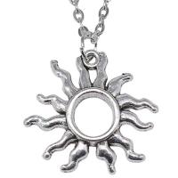 Tibetan Style Jewelry Necklace, with 5cm extender chain, Sun, antique silver color plated, vintage & fashion jewelry & Unisex & hollow, 25x24mm, Length:Approx 43 cm, Sold By PC