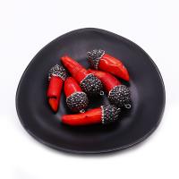 Coral Pendants with Rhinestone Clay Pave Pepper DIY red Sold By PC