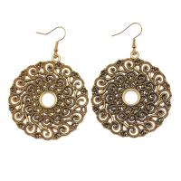 Tibetan Style Drop Earrings, Flat Round, plated, vintage & fashion jewelry & for woman & hollow, more colors for choice, 19x18mm,49x49mm, Sold By Pair