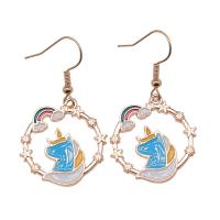 Zinc Alloy Drop Earrings KC gold color plated vintage & fashion jewelry & for woman & enamel & with rhinestone & hollow Sold By Pair