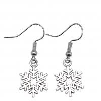 Zinc Alloy Drop Earrings Snowflake antique silver color plated vintage & fashion jewelry & for woman & hollow  Sold By Pair
