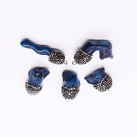 Koraal hangers, Synthetische Coral, met strass klei pave, DIY, blauw, 21x22mm, Verkocht door PC