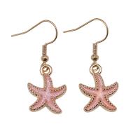 Zinc Alloy Drop Earrings Starfish KC gold color plated vintage & fashion jewelry & for woman & enamel Sold By Pair