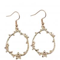 Boucles d'oreilles en alliage de zinc, plaqué de couleur d'or KC, Vintage & bijoux de mode & pour femme & creux, 19x18mm,34x25mm, Vendu par paire