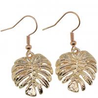Zinc Alloy Drop Earrings Leaf KC gold color plated vintage & fashion jewelry & for woman  Sold By Pair