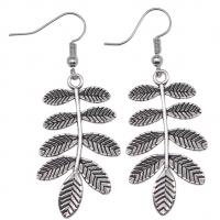Tibetan Style Drop Earrings, Leaf, antique silver color plated, vintage & fashion jewelry & for woman, 19x18mm,38x22mm, Sold By Pair