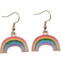 Zinc Alloy Drop Earrings Rainbow KC gold color plated vintage & fashion jewelry & for woman & enamel rainbow colors  Sold By Pair
