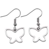 Zinc Alloy Drop Earrings Butterfly antique silver color plated vintage & fashion jewelry & for woman & hollow  Sold By Pair
