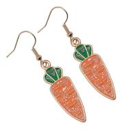 Zinc Alloy Drop Earrings Carrot KC gold color plated vintage & fashion jewelry & for woman & enamel orange  Sold By Pair