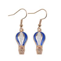 Tibetan Style Drop Earrings, Hot Balloon, KC gold color plated, vintage & fashion jewelry & for woman & enamel, blue, 19x18mm,23x11mm, Sold By Pair