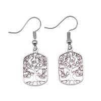 Tibetan Style Drop Earrings, Tree, antique silver color plated, vintage & fashion jewelry & for woman & hollow, 19x18mm,15x22mm, Sold By Pair
