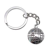 Bag Purse Charms Keyrings Keychains, Tibetan Style, Globe, antique silver color plated, vintage & fashion jewelry, 28mm,24x20mm, Sold By PC