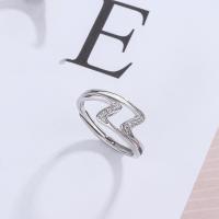 Sterling Silver Jewelry Finger Ring, 925 sterline d'argento, placcato, gioielli di moda & Micro spianare cubic zirconia & per la donna, nessuno, assenza di nichel,piombo&cadmio, 8x20mm, Venduto da coppia