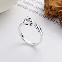 925 Sterling Silver Finger Rings Rabbit Antique finish fashion jewelry & for woman nickel lead & cadmium free 5mm Sold By PC