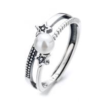 Ezüst ékszer Finger Ring, 925 ezüst, -val Műanyag Pearl, divat ékszerek & különböző stílusokat a választás & a nő, nikkel, ólom és kadmium mentes, Által értékesített PC