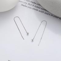 925 Sterling Silver Thread Through Earrings, fashion jewelry & for woman, nickel, lead & cadmium free, 85mm, Sold By Pair