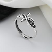 925 Sterling Silver Finger Rings Cross Antique finish fashion jewelry & for woman nickel lead & cadmium free 11.5mm Sold By PC