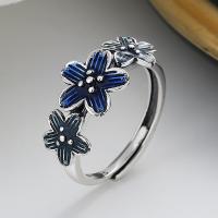 925 Sterling Silver Finger Rings Flower Antique finish fashion jewelry & for woman & epoxy gel nickel lead & cadmium free 10.5mm Sold By PC