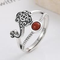 925 Sterling Silver Finger Rings with Yunnan Red Agate Antique finish fashion jewelry & for woman nickel lead & cadmium free 14mm Sold By PC