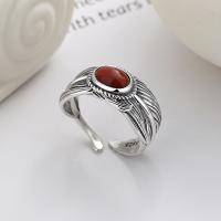 925 Sterling Silver Finger Rings, with Yunnan Red Agate, Antique finish, fashion jewelry & Unisex, nickel, lead & cadmium free, 9mm, Sold By PC