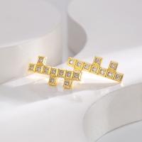 Brass Stud Earring plated fashion jewelry & micro pave cubic zirconia & for woman nickel lead & cadmium free Sold By Pair
