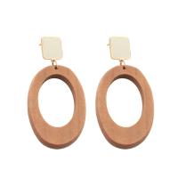 Edelstahl Tropfen Ohrring, 304 Edelstahl, mit Holz, Modeschmuck & für Frau, 67x32x5mm, verkauft von Paar