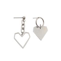 Asymmetric Earrings 304 Stainless Steel Heart fashion jewelry & for woman original color 41*19mm 34*19mm Sold By Pair