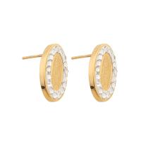 Stainless Steel Stud Earrings, 304 Stainless Steel, Vacuum Ion Plating, fashion jewelry & for woman & with rhinestone, golden, 14x13x3mm, Sold By Pair