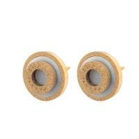 Boucle d'oreille de gaujon en acier inoxydable, Acier inoxydable 304, avec coquille, bijoux de mode & pour femme, doré, 14x14x5mm, Vendu par paire