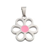 Stainless Steel Flower Pendant, 304 Stainless Steel, with Resin, fashion jewelry & for woman, original color, 28x19x2mm, Hole:Approx 3mm, Sold By PC