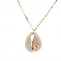 Stainless Steel Jewelry Necklace 304 Stainless Steel with Shell Vacuum Ion Plating fashion jewelry & for woman golden Length Approx 17.95 Inch Sold By PC