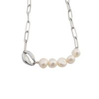 Stainless Steel Jewelry Necklace, 304 Stainless Steel, with Freshwater Pearl, fashion jewelry & for woman, 15x13mm, Length:Approx 18.23 Inch, Sold By PC