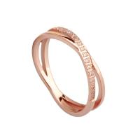 Titanium Steel Finger Ring, 18K rose gold plated, different size for choice & for woman & with rhinestone, rose gold color, Sold By PC