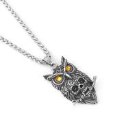 Titanium Steel Necklace Owl polished & for man & with rhinestone Length 60 cm Sold By PC
