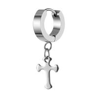 Titanium Steel  Earring Cross Vacuum Ion Plating punk style & for man 32mm Inner Approx 9mm Sold By PC
